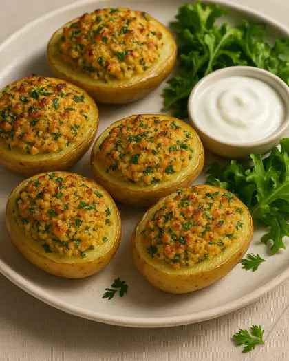 Fırında bulgurlu patates kapakları sunum görseli